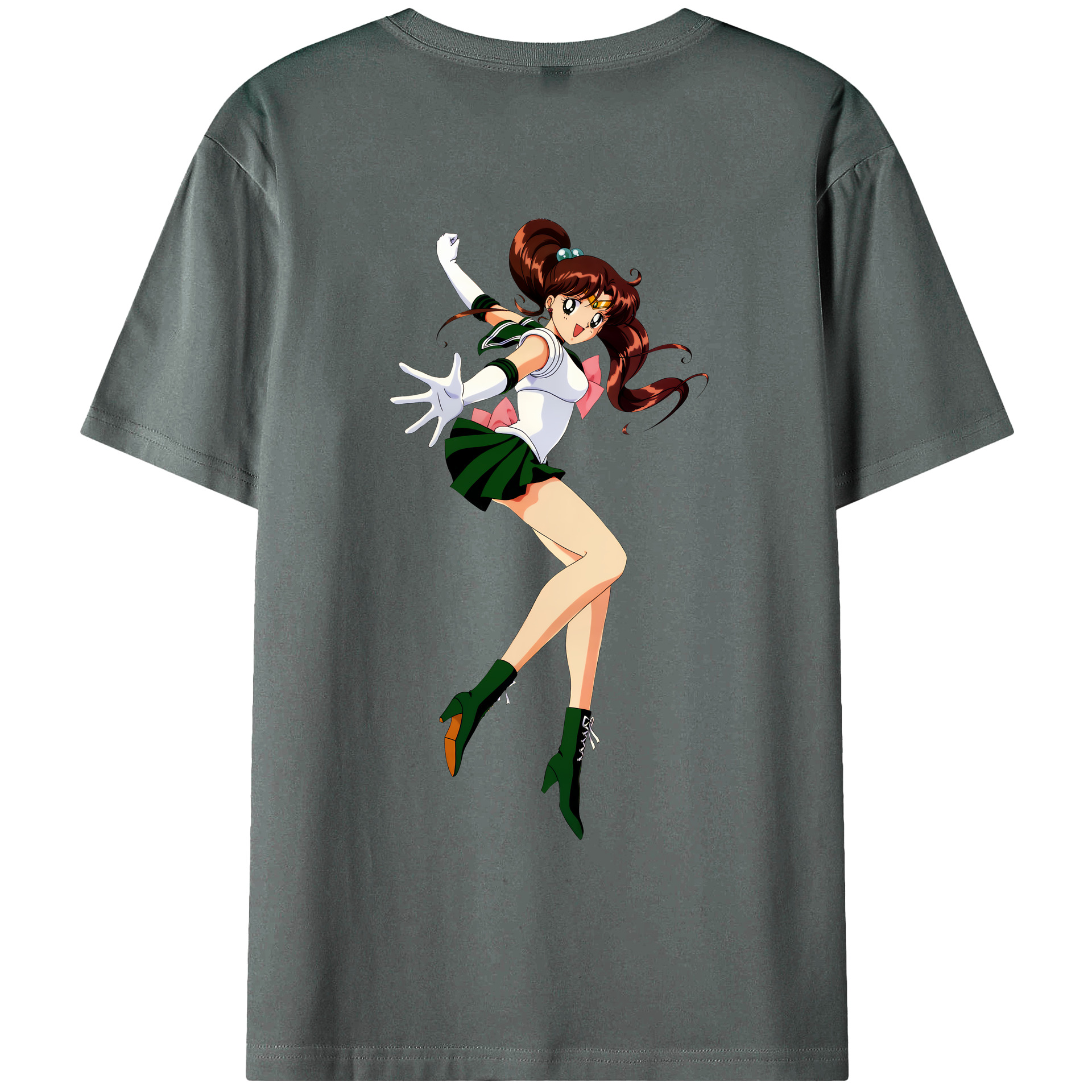 （画像用） 美少女戦士セーラームーン 木野 まこと きの まこと Sailor Moon Kino Makoto （セーラージュピター；Sailor Jupiter） 綿100％ メンズ半袖Tシャツ（バックプリント） 通気性